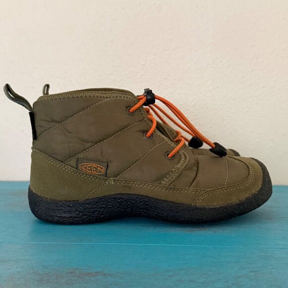 KEEN Kids 'Howser II' Chukka Waterproof Boots In Olive Green Sz 1Y - Picture 1 of 10